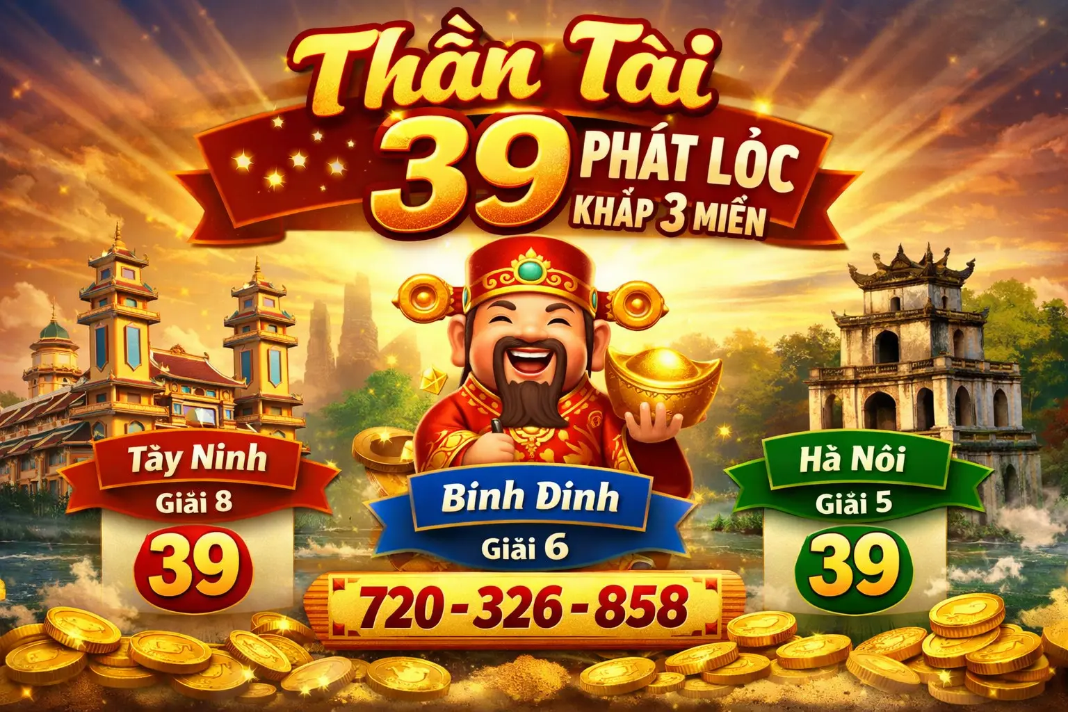 Xổ số ngày 19/03/2026: Thần tài 39 phát lộc khắp 3 miền